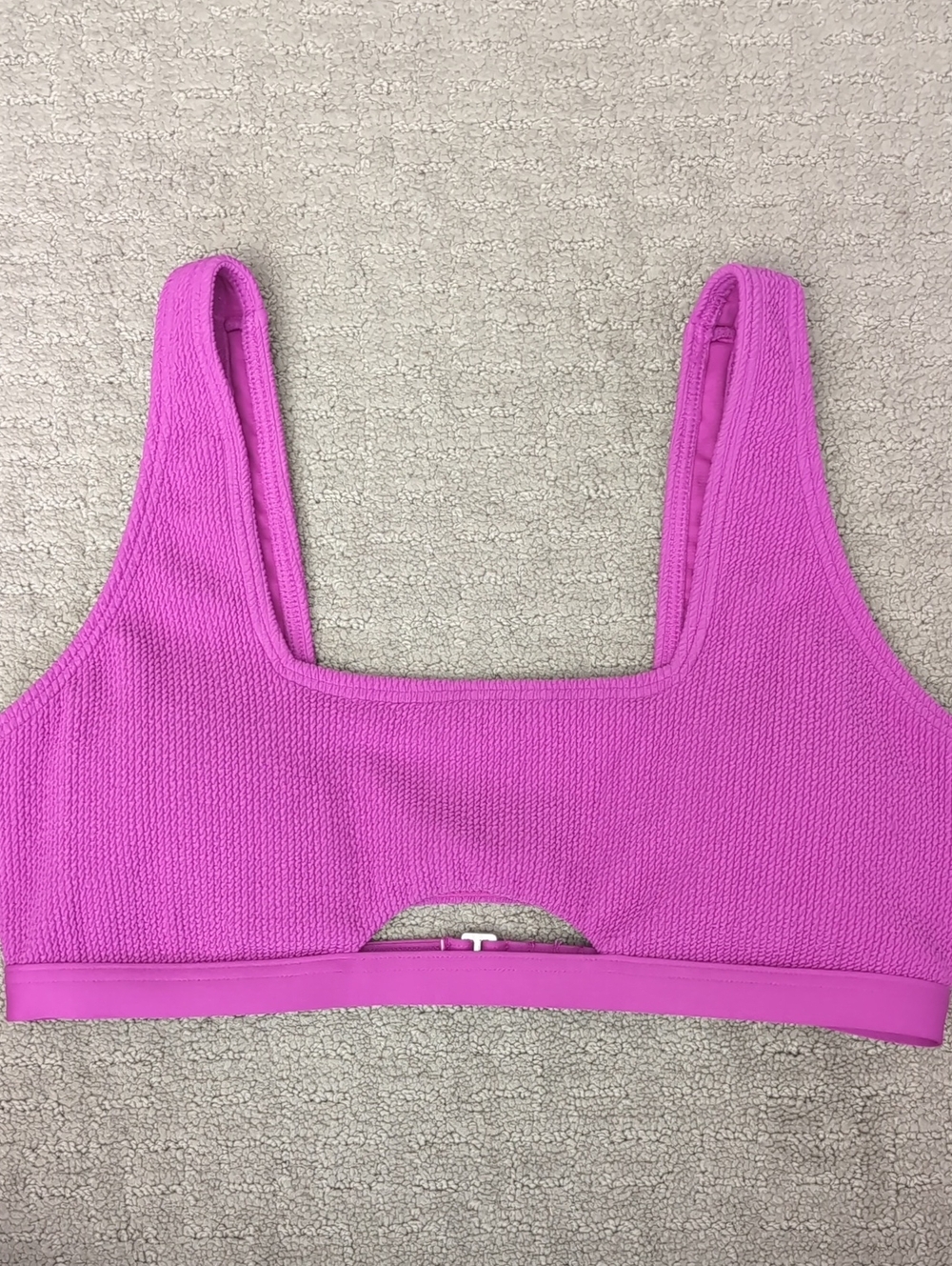 Pink Textured Bralette Bikini Top